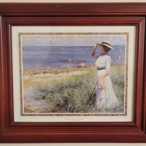 Woman on the Shore Print by Paul Fisher 1910 Brown Frame Home Wall Hanging